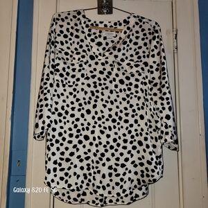 Liz Claiborne Black and White Spotted Blouse